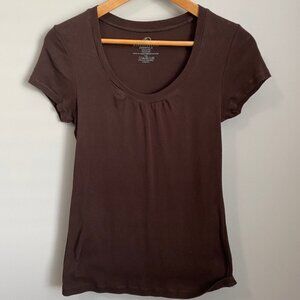 Warehouse One Women's Brown Short Sleeve Scoop Neck T-shirt Size Large